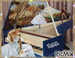 Ballerine et piano - Бесплатный анимированный гифка