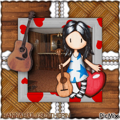{♫}Little Girl & Guitar{♫} - Zdarma animovaný GIF