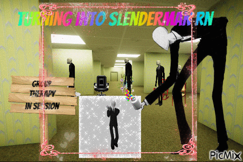 me and slendermen in the backrooms at group therapy - GIF animé gratuit