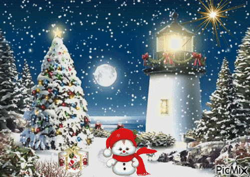 Noel à la mer - GIF animé gratuit