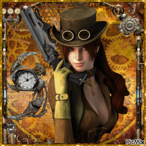 Portrait de femme steampunk - Безплатен анимиран GIF