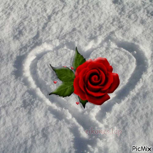 Καρδιά στο χιόνι - darmowe png