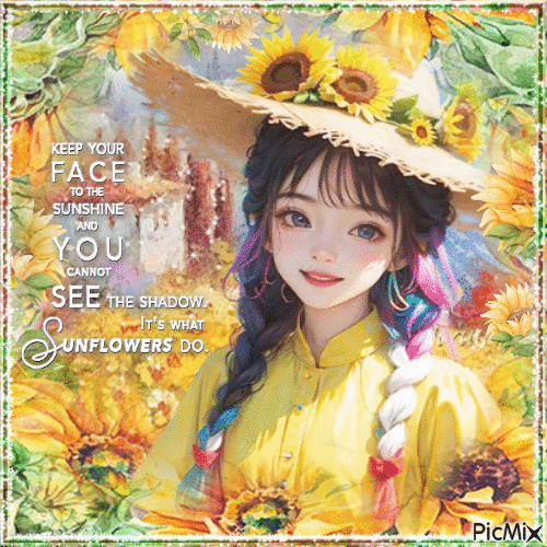 Sunflowers girl - Besplatni animirani GIF
