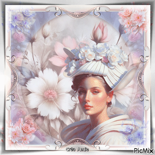 Belle en Chapeau fleuri - Gratis animeret GIF