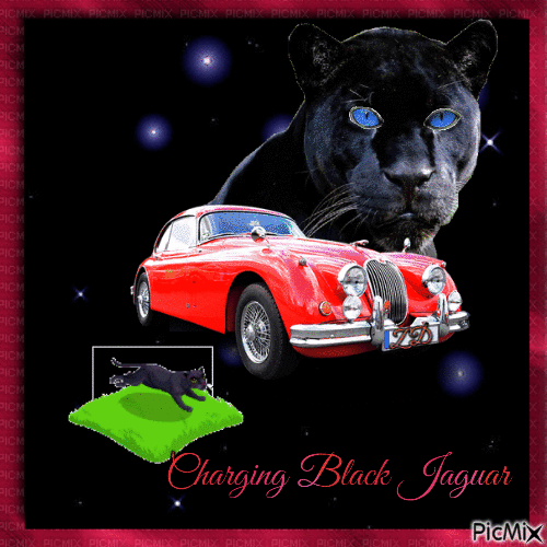 Charging Black Jaguar - GIF animate gratis