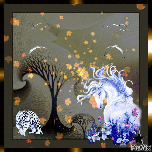 licorne & tigre - Zdarma animovaný GIF