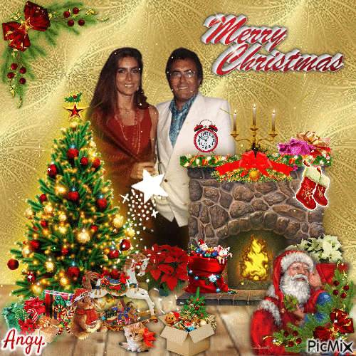Merry Christmas-Albano e Romina - Gratis geanimeerde GIF