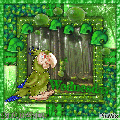{[Green Parrot - Wednesday]} - Animovaný GIF zadarmo