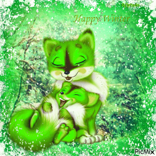 Winter in green and white/contest - GIF animado grátis