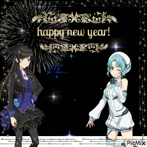 Happy New Year From Towa & Tsubaki - Animovaný GIF zadarmo