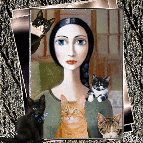 Sandra Pelser et ses chats - Bezmaksas animēts GIF