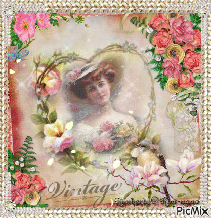 Vintage Lady Roses! - Δωρεάν κινούμενο GIF