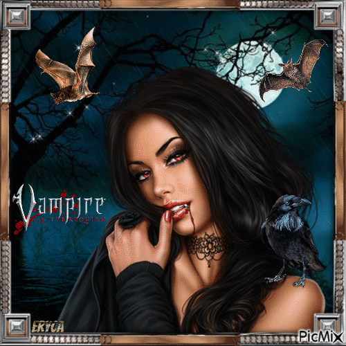Portrait d'une femme vampire - Gratis geanimeerde GIF