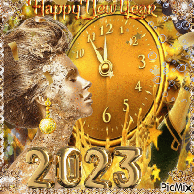 gold happy new year - Бесплатни анимирани ГИФ