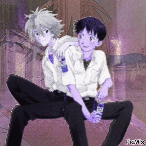 Kaworu and Shinji - Gratis animeret GIF