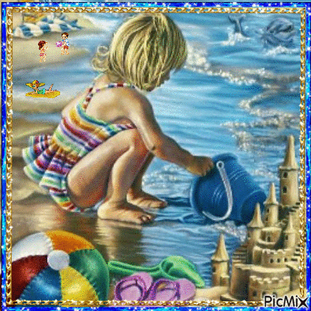 l été à la plage et les enfants - Δωρεάν κινούμενο GIF