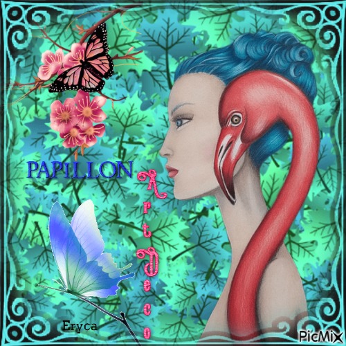 Art Deco  et papillon - darmowe png