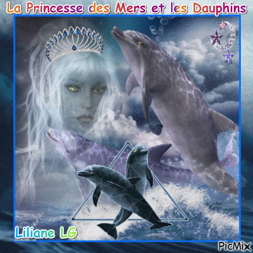 Princesse de la Mer et des dauphins - Free animated GIF