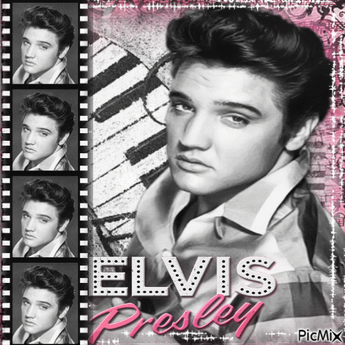 Elvis in Black & White and another color - Ingyenes animált GIF