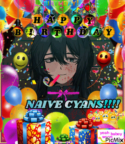 Happy birthday naive cyans - GIF animado grátis