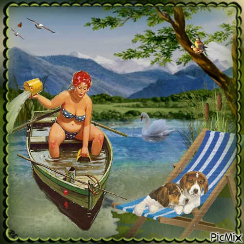 Miss Hilda in the boat - безплатен png