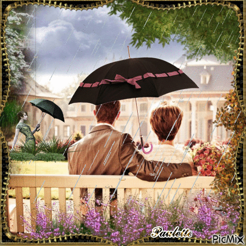 couple sous la pluie - Animovaný GIF zadarmo