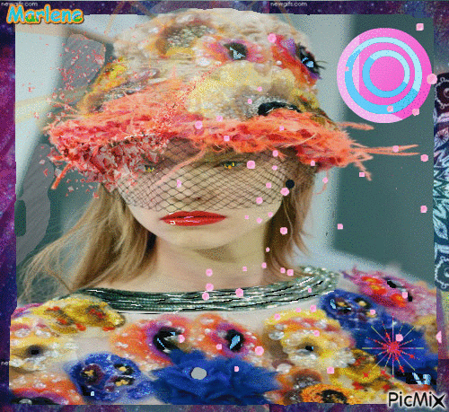 Portrait Woman Spring Flowers Colors Hat Deco Glitter Fashion Glamour - GIF animado gratis