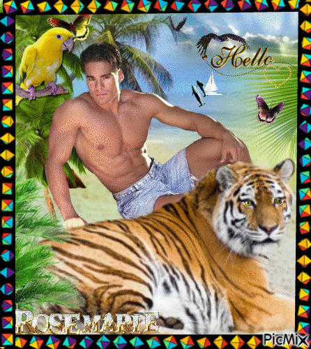 BELLE HOMME AVEC UNE TIGRES - Free animated GIF