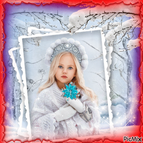 Russian girl in winter - GIF animado gratis