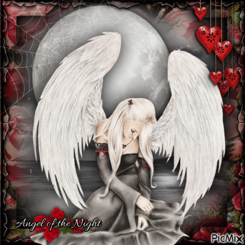 Goth Angel w/Full Moon-RM-03-20-23 - Free animated GIF