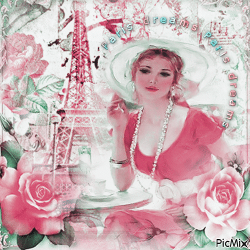 Paris vintage rose - GIF animé gratuit