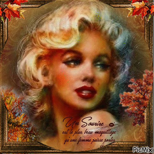 Marilyn Monroe - Acuarela de otoño - GIF เคลื่อนไหวฟรี