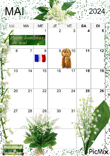 calendrier mai 2024 - Ingyenes animált GIF