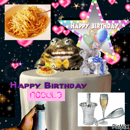 happy birthday noodle - Бесплатный анимированный гифка