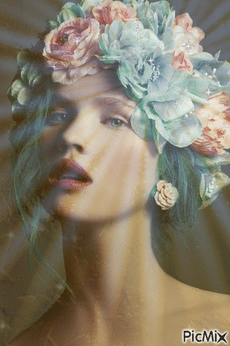 fleurs sur la tête - Ingyenes animált GIF