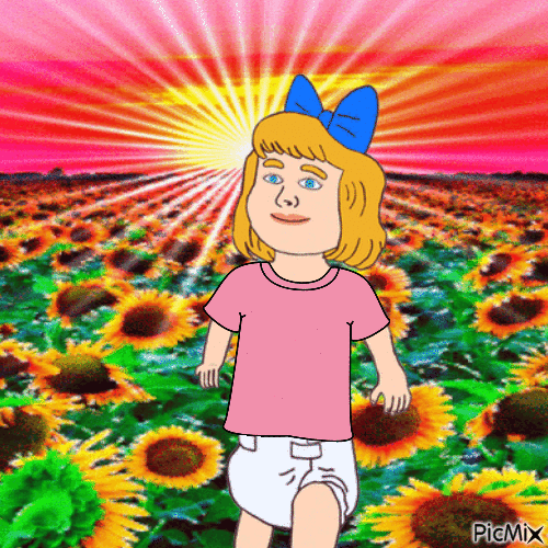 Baby and sunflowers - Animovaný GIF zadarmo