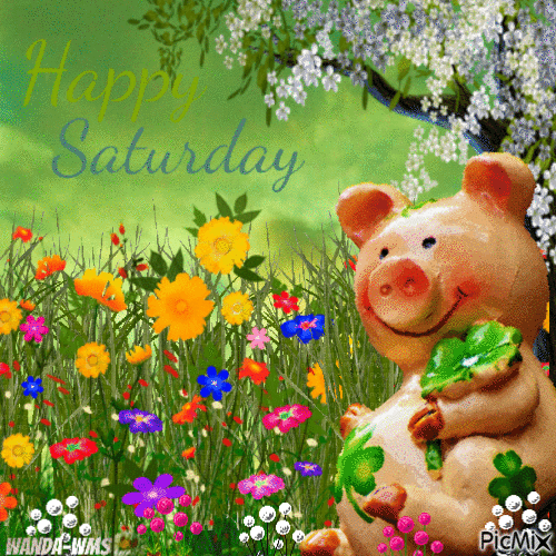St. Patrick's-saturday-pig-flowers - Darmowy animowany GIF