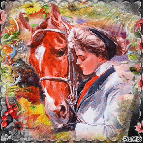 Vintage avec son cheval - Ingyenes animált GIF