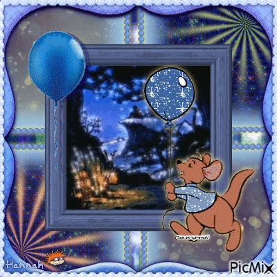 {Roo with Balloon/Nighttime Festival in the 100 Acre Woods} - GIF animate gratis