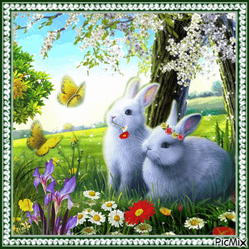 Kaninchen verliebt - GIF animado grátis
