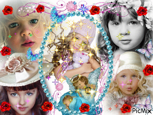 visages d'enfants Ma création Sylvie - GIF เคลื่อนไหวฟรี