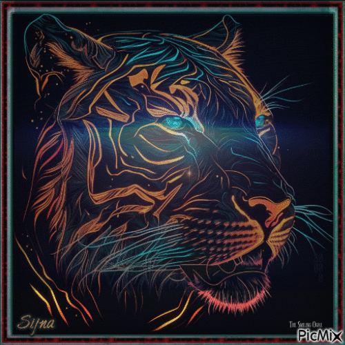 Fantasy portrait Tiger - Безплатен анимиран GIF