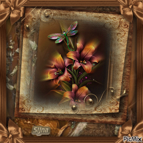 flowers in a painting - Bezmaksas animēts GIF