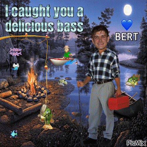 I caught you a delicious bass Bert - GIF animé gratuit