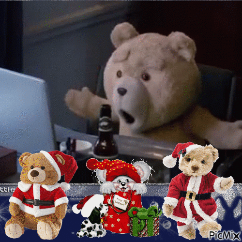 Karácsonyi Teddy - Animovaný GIF zadarmo