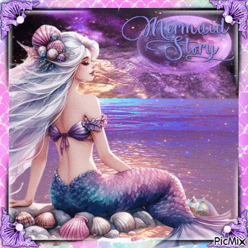Mermaid in the Moonlight - Ingyenes animált GIF