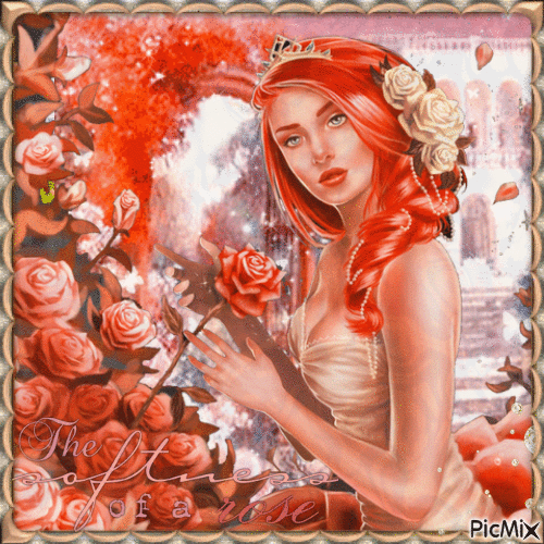 Woman with roses - GIF เคลื่อนไหวฟรี
