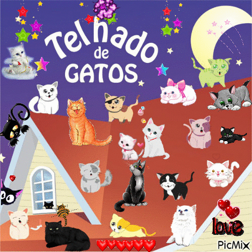 telhado de gatos - Бесплатни анимирани ГИФ