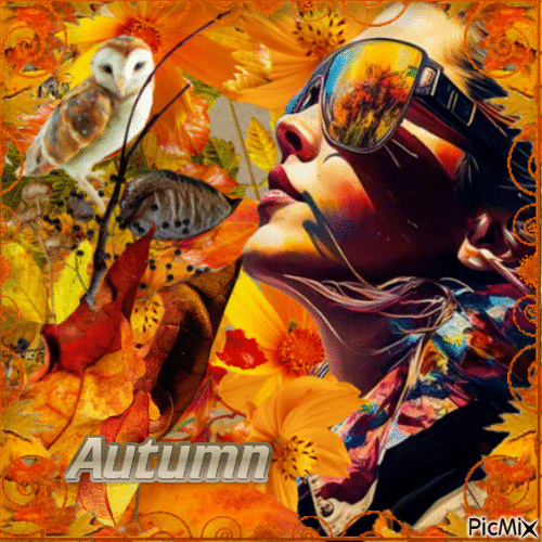 Femme et automne - Besplatni animirani GIF