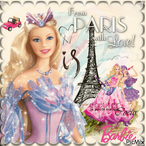 Barbies à Paris - GIF animé gratuit
